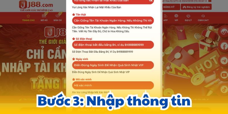 Bước 3: Nhập thông tin.