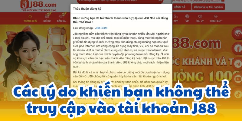 Các lý do khiến bạn không thể truy cập vào tài khoản J88.