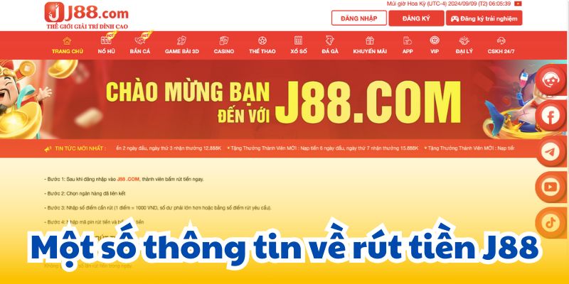 Một số thông tin về rút tiền J88.